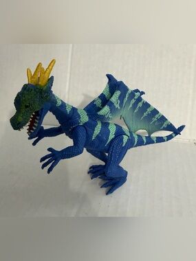 Kid Galaxy Poseable Blue Dragon with Yellow Horns Figure